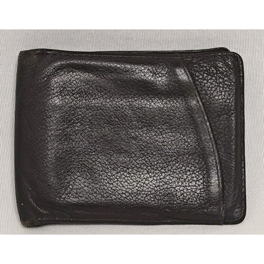 Vintage Dockers Men's Brown Full Grain‎ Leather Stitched Wallet Bifold Embossed